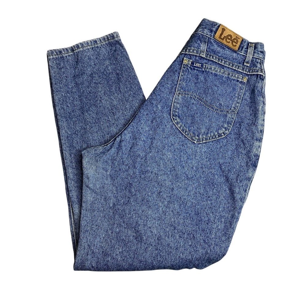 Vintage Lee Jeans Womens 14 Med Blue High Rise Pleated Tapered Mom 90s